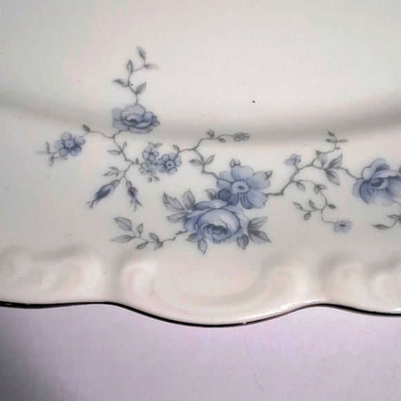 Vintage Johann Haviland Blue Flower Platinum Trim Serving Dish From Germany - Picture 3 of 7